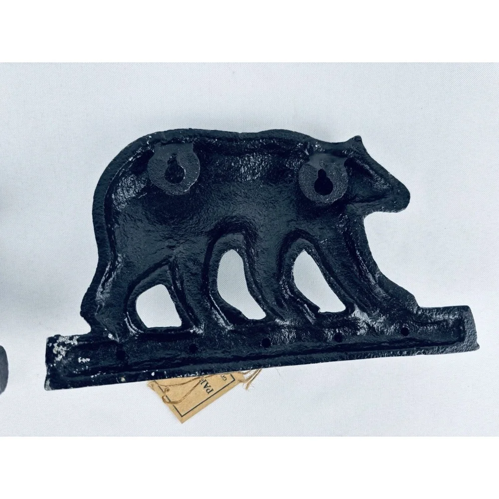 Lot Of 2 Cast Iron Bear Coat - Keys Hanger With 5 Hooks - NWT - Read